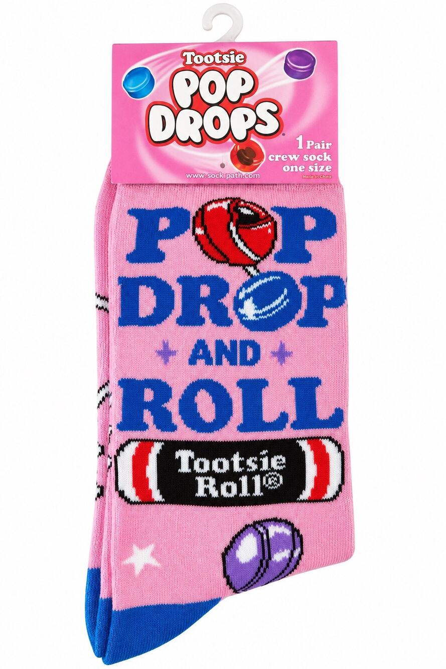 Tootsie Pop Drops Candy Crew Socks Pink Novelty Y2K Kitsch Unisex